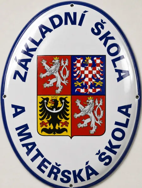 Smaltovaná cedule pro školu (školku) v oválu A14-skola 1